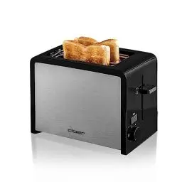 Produktbild: Cloer 3210 Toaster, 825 W, für 2 Toastscheiben, integrierter Brötchenaufsatz, Nachhebevorrichtung, Krümelschublade, wärmeisoliert, Edelstahl, Schwarz