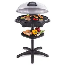 Produktbild: Cloer 6789 Barbecue-Grill, Indoor & Outdoor, Standgrill & Tischgrill mit integriertem Thermometer, Antihaftbeschichtung, 2400 Watt, Grillfläche: 38,5 x 52,5 cm, platzsparend verstaubar
