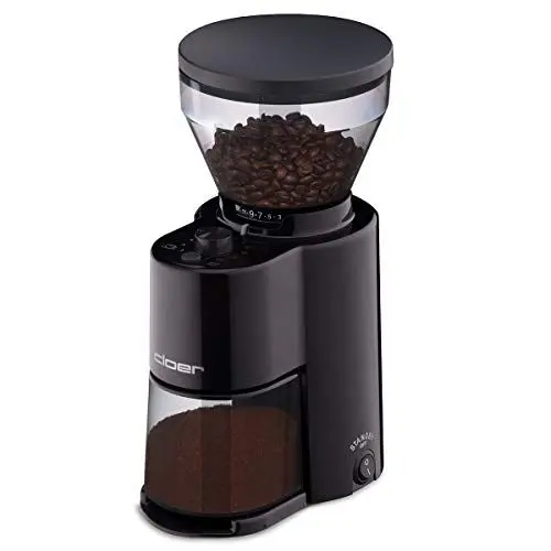 Produktbild: Cloer 7520 Elektrische Kaffeemühle mit Kegelmahlwerk aus Edelstahl, 2-12 Tassen, 300 g Kaffeebohnen, 150 W, verstellbarer Mahlgrad, schwarz, Edelstahlmahlwerk