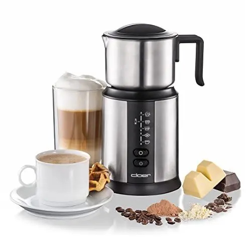 Produktbild: Cloer 7789 Induktions-Milchaufschäumer, 600ml Milchschaum aus 450ml Milch, 500ml heiße Schokolade, Behälter 800ml, magnetische Aufschäumspule, Edelstahlkännchen spülmaschinengeeignet