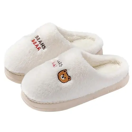 Produktbild: Clogs Damen Winter für Herren und Damen, leicht, warm, mit Weihnachtsmotiv, Tiermotiv k𝘂schelschuhe Damen (White, 38)