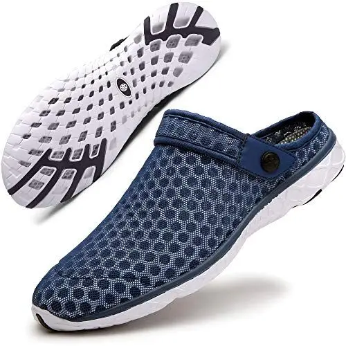 Produktbild: Clogs Hausschuhe Herren Mesh Pantoletten Beach Schlappen Freizeit Schuhe Sandalen rutschfest Weiche Sohle Sommer Atmungsaktiv Dunkel-blau 46