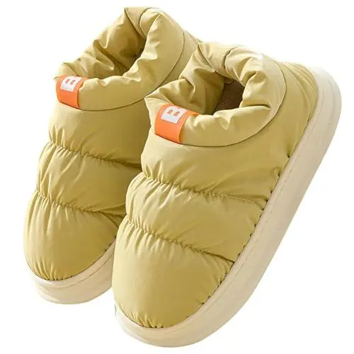 Produktbild: Clogs & Pantoletten FüR Damen Wasserschuhe Hausschuhe für Erwachsene, und Winter, für den Innen- und Außenbereich, modisch, einfarbig, bequem und warm, Sandalen & Slides FüR Damen Flip (Yellow, 38)