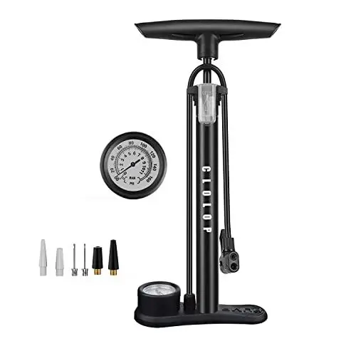Produktbild: CLOLOP Fahrradpumpe Fahrrad Standpumpe mit Manometer,Fahrradpumpen mit Presta und Schrader Reifenpumpe multifunktionale Luftpumpe für Rennrad MTB Sportballpumpe