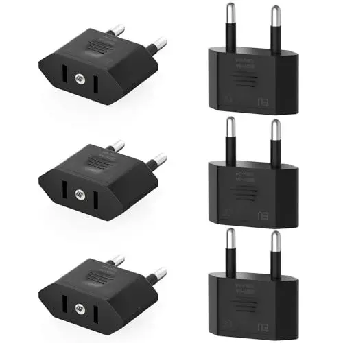 Produktbild: Clomnpe US to EU Adapter,6 Stück Adapterstecker USA Deutschland Stecker,USA Adapter Steckdose,Reisestecker US auf EU,US Adapter EU,US Stecker Adapter auf EU,Stecker Adapter für Geräte mit USA-Netzteil