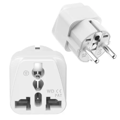 Produktbild: Universal Adapter,2 Stück Reiseadapter,Stecker Adapter,Adapter USA Deutschland Stecker,Adapter China Deutschland Stecker,EU Adapter，Adapter Steckdose für USA,UK,Thailand,Schweiz,Italien-Weiß