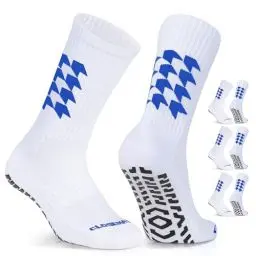 Produktbild: CLOSEMATE 3 Paar Rutschfeste Fußballsocken Herren Damen 43-46 39-42 Anti Rutsch Athletic Socken Sportsocken für Fußball Basketball Yoga Wandern Trekking Laufen Dunkelblau L