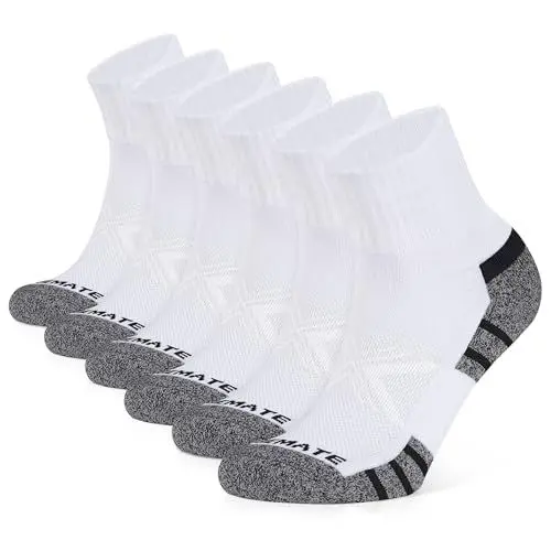 Produktbild: CLOSEMATE Sneaker Socken Herren Kurze Sportsocken Baumwollsocken Arbeitssocken Work Socken Halbsocken Laufsocken Men Quarter Running Socks 43-46 6Weiß L