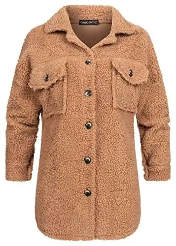 Produktbild: Cloud 5ive Damen Teddyfell Jacke mit 2-Brusttaschen und Knopfleiste