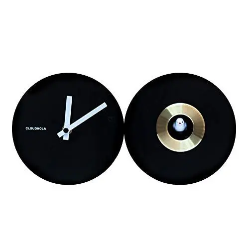 Produktbild: Cloudnola Cuckoo Kuckucksuhr aus Stahl, Schwarz und Gold - 30 cm breit - Uhr mit Vogelstimmen - Moderne Wanduhr ohne Ticken, Batteriebetriebenes Quarzuhrwerk - Designer Standuhr