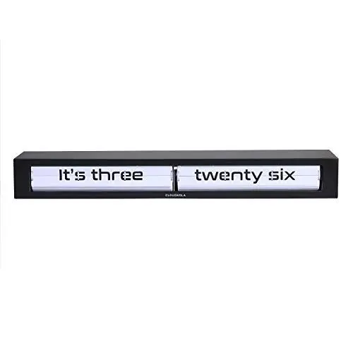 Produktbild: Cloudnola Texttime Flip Uhr - Wand- oder Tischuhr - Wand Deko Uhr, Schwarz und Weiß, Regal 8 cm tief 60 cm breit, Batteriebetriebene, Digitale Retro Flip Uhr