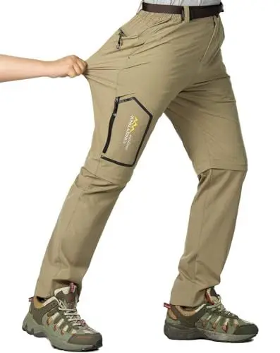 Produktbild: CLOUSPO Outdoor Hose Herren Zwei Teile zerlegbar Sonnenschutz Schnell Trocknend Wanderhose Funktionshose mit Gürtel (DE/NL/SE/PL, Alphanumerisch, XL, Regular, Regular, Khaki)