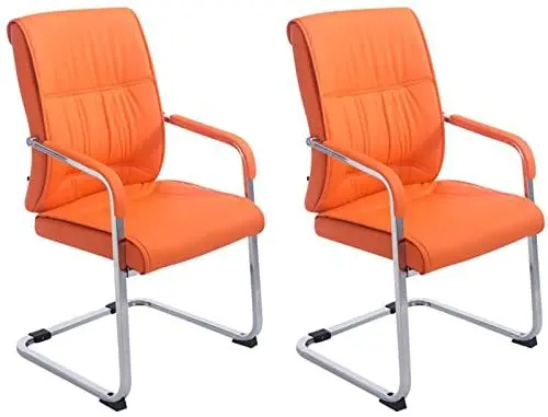 Produktbild: CLP 2er Set Freischwinger XXL Anubis Mit Kunstlederbezug I Pflegeleichte Konferenzstühle Mit Armlehne, Farbe:orange