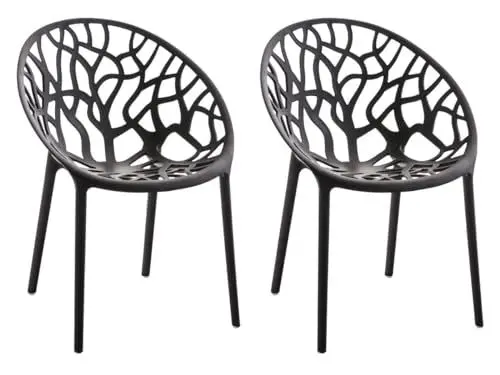 Produktbild: CLP 2er Set Gartenstühle Hope Kunststoff I Stapelstühle wetterfest und UV-beständig I Outdoorstühle pflegeleicht I Sessel für draußen, Farbe:schwarz