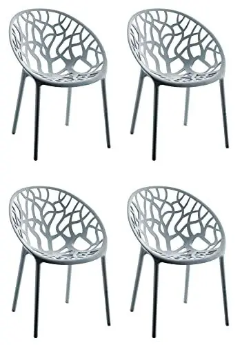 Produktbild: CLP 4er Set Gartenstühle Hope Kunststoff I Stapelstühle wetterfest und UV-beständig I Outdoorstühle pflegeleicht I Sessel für draußen, Farbe:grau