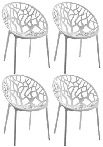 Produktbild: CLP 4er Set Gartenstühle Hope Kunststoff I Stapelstühle wetterfest und UV-beständig I Outdoorstühle pflegeleicht I Sessel für draußen, Farbe:hellgrau