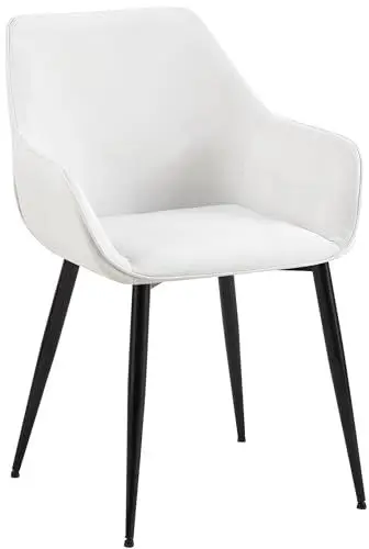 Produktbild: CLP Esszimmerstuhl Vessa I Küchenstuhl Mit Metallgestell I Wohnzimmerstuhl Mit Polsterung Und Rückenlehne I Bis zu 150 kg belastbar, Farbe:Creme, Material:Stoff