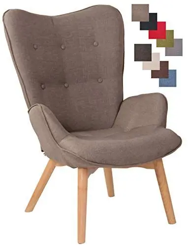 Produktbild: CLP Lounger Durham Mit Stoffbezug I Ohrensessel Mit Buchenholz Gestell I Loungesessel Mit Max. Belastbarkeit Bis 136 kg, Farbe:Taupe