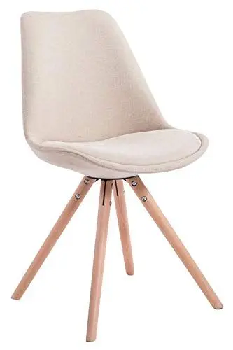 Produktbild: CLP Retro-Stuhl Toulouse Rund Mit Stoffbezug Und Hochwertigem Sitzpolster I Lehnstuhl Mit Stabilem Holzgestell I Sitzhöhe 48 cm, Farbe:Creme, Gestell Farbe:Natur