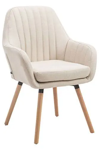 Produktbild: CLP Retrostuhl Florian Mit Hochwertiger Polsterung Und Stoffbezug I Esszimmerstuhl Mit Einer Sitzhöhe Von 49 cm, Farbe:Creme, Gestell Farbe:Natur