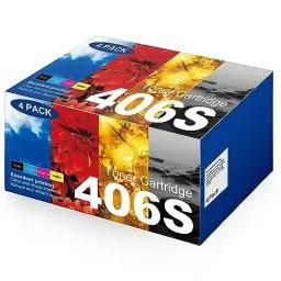 Produktbild: CLT-P406C P406C 406S Toner Kompatibel für Samsung P406C Toner CLT-406S für Samsung CLX 3305 Toner C460W C410W CLP-365 C460FW CLX-3300 CLP-360 (1 Schwarz, 1 Cyan, 1 Magenta, 1 Gelb, 4er-Pack)