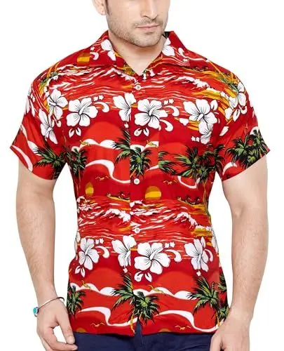 Produktbild: CLUB CUBANA Herren-Hawaiihemd mit normaler Passform, klassischer Kurzarm, lässigem Blumenmuster M