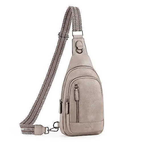 Produktbild: CLUCI Crossbody Bag Bauchtasche, umhängetasche Damen Herren, PU Leder Brusttasche, Klein Schultertasche für Reisen,Grau