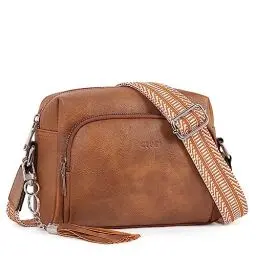 Produktbild: CLUCI Umhängetasche, Crossbody Bag Breiter Gurt, Handy Schultertasche PU Leder, Handtasche damen, Klein mit Fransen Verstelbaar Schultergurt Braun