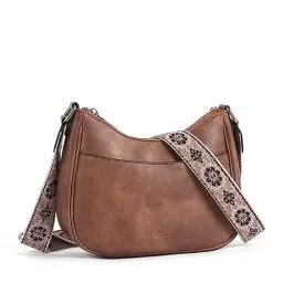 Produktbild: CLUCI Umhängetasche Damen, PU Leder Handtasche Damen Crossbody Bag Damen，Handytasche zum Umhängen，Schultertasche für Frauen mit Einzigartige verstellbarem Farbigem Riemen，braun