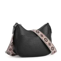 Produktbild: CLUCI Umhängetasche Damen, PU Leder Handtasche Damen Crossbody Bag Damen，Handytasche zum Umhängen，Schultertasche für Frauen mit Einzigartige verstellbarem Farbigem Riemen，schwarz