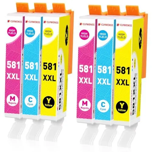 Produktbild: Clywenss 581 XXL Multipack Kompatibel mit Canon Druckerpatronen 581 CLI-581XXL für Pixma TS6350a TS6350 TR8550 TS705 TS6300 TS6351a TS9550 TS6150 TS8350 TS8352a Patronen, 6er-Pack (Cyan Magenta Gelb)