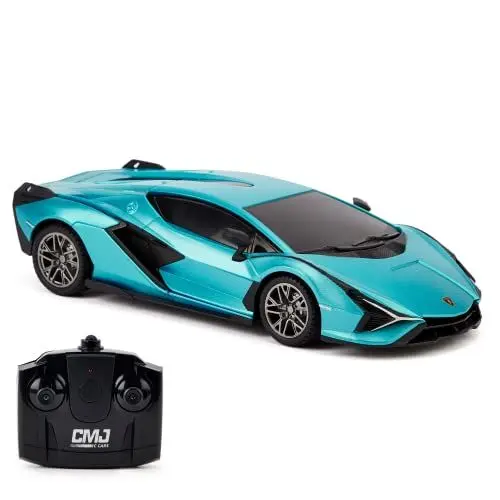 Produktbild: CMJ RC CARS 1:24 Maßstab Offiziell Lizenzierte RC Lamborghini Sián FKP 37, Blaues Lambo Sport Rennspielzeugauto Modellfahrzeug für Jungen Mädchen und Erwachsene Geschenk