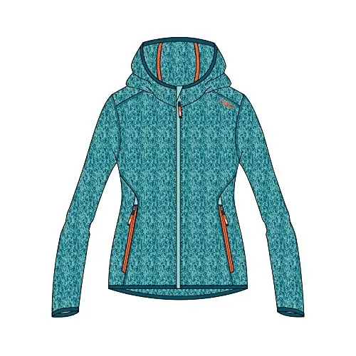 Produktbild: CMP - Kinder-Knit-Tech-Jacke mit fester Kapuze, Acqua-Campari, 140