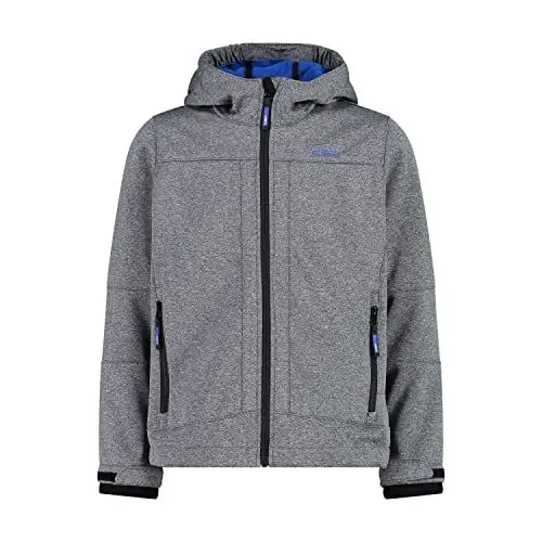 Produktbild: CMP - Melange-Softshelljacke für Kinder mit fester Kapuze, Schwarz Mel.-Royal, 164