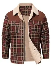 Produktbild: CMTOP Flanellhemd Herren Langarm Baumfäller Thermohemd Winterjacke Fleecefutter Holzfällerhemd Hemdjacke Warme Arbeitshemd Flanellhemdjacke Thermo Hemd Jacke(Khaki,XL)