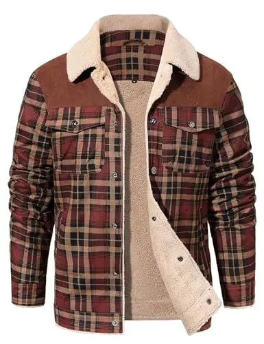 Produktbild: CMTOP Flanellhemd Herren Langarm Baumfäller Thermohemd Winterjacke Fleecefutter Holzfällerhemd Hemdjacke Warme Arbeitshemd Flanellhemdjacke Thermo Hemd Jacke(Khaki,XL)