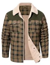 Produktbild: CMTOP Flanellhemd Herren Langarm Baumfäller Thermohemd Winterjacke Fleecefutter Holzfällerhemd Hemdjacke Warme Arbeitshemd Flanellhemdjacke Thermo Hemd Jacke(Militärgrün,XL)