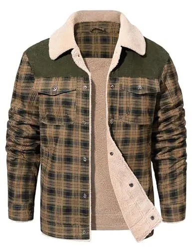 Produktbild: CMTOP Flanellhemd Herren Langarm Baumfäller Thermohemd Winterjacke Fleecefutter Holzfällerhemd Hemdjacke Warme Arbeitshemd Flanellhemdjacke Thermo Hemd Jacke(Militärgrün,XL)