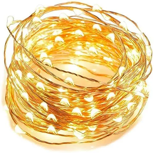 Produktbild: CMYK 60 Mini LED Lichterkette Batterie,3m Lichterkette mit Timer und Batterie, Wasserdicht Lichterkette Batterie Klein, Lichterkette Draht Christmas lights innen/außen für Garten, Zimmer, Warmweiß