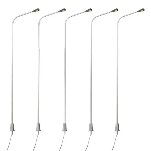 Produktbild: CNANRNANC 5 Stück Metall Straßenlaterne Modell LED Leuchten Lampen Pfosten Modelleisenbahn H0 Puppenhaus Bonsai Dekoration