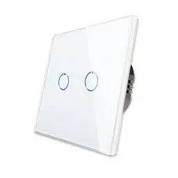 Produktbild: CNBINGO Dimmschalter für LED-Leuchten - Touch Lichtschalter unterputz - Dimmer schalter zweifach in Weiß - Wandschalter mit Glas Panel und Status-LED
