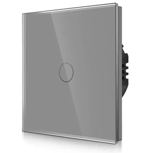 Produktbild: CNBINGO Touch Lichtschalter unterputz in Grau - einfach Wandschalter mit Status-LED und Glas Panel - Kein Neutralleiter Erforderlich - 1 Fach Berührungsschalter - 500 W/Fach