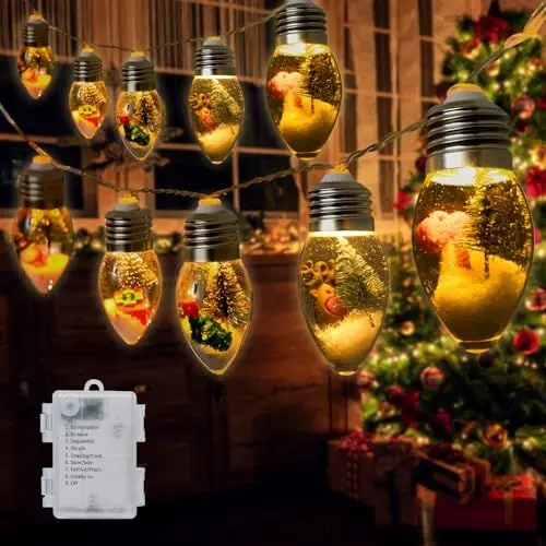 Produktbild: Cnulenzt 10Led Lichterkette Batterie, 1.85M lichterkette innen, ip44 wasserdicht, lichterkette weihnachten, für Terrasse, Zimmer, Wohnzimmer, Weihnachten (warm weiß)