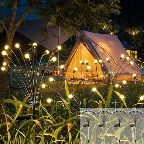 Produktbild: Cnulenzt Solar Lichterkette Outdoor,4 Stück 10LED Solar Glühwürmchen Licht, IP65 Wasserdichtes Solar lichterkette außen,für Garten,Terrasse,Strauchwerk,dekorative (Warmweiß)