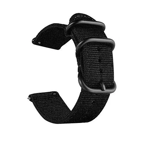 Produktbild: CNYMANY 20mm Universal Ballistic Uhrenarmband, Nylon Canvas Woven Loop Ersatzband Armband Schnallenverschluss Verstellbarer Verschluss für Smart-Watch Sport Fitness Tracker - Schwarz