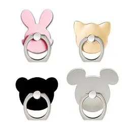 Produktbild: CNYMANY 4 Stück Handyhalter, Animal Finger Grip Kickstand Ständer für Universal Smartphone iPhone Samsung Galaxy S8 LG Huawei - Katze, Bär, Hase, Maus