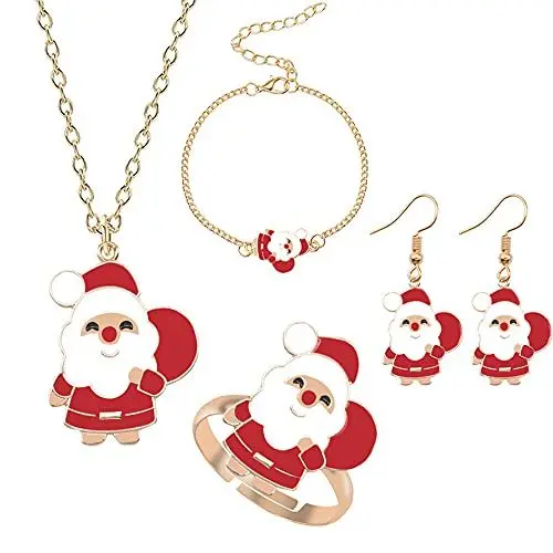 Produktbild: CO BN Weihnachtsmann Schmuckset Thanksgiving Weihnachten Weihnachts Damen Schmuck-Set Weihnachten Ohrring Ohrschmuck Set