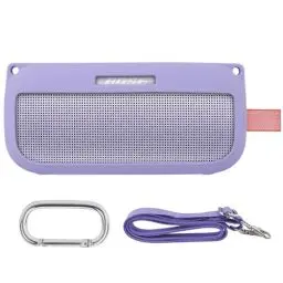 Produktbild: co2CREA Silikonhülle Tragetasche Case für Bose SoundLink Flex Lautsprecher, tragbare ultraleichte Silikon Schutzhülle mit Karabiner und Schultergurt (Lautsprecher Nicht enthalten)