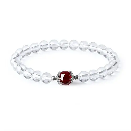 Produktbild: COAI Damen Kristall Armband aus Bergkristall Quarz Granat Perlen Edelstein Armbänder für Frauen