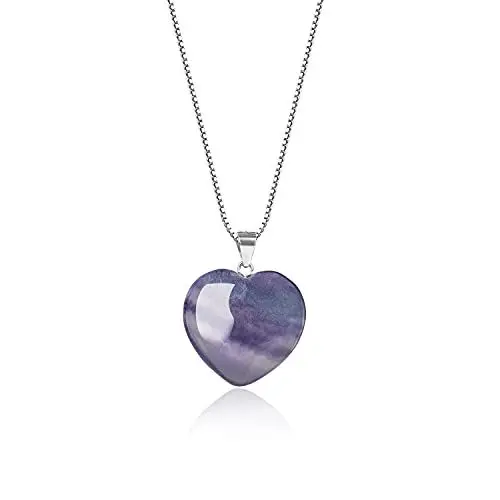 Produktbild: COAI Geschenkideen Damen 925 Sterling Silber Kette mit Herz Anhänger Liebe Anhänger aus Fluorit Glückskette